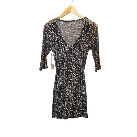 Nightcap by Carisa Rene Brown Cheetah Lace Deep V Neck Bodycon Mini Dress Med - Picture 9 of 11